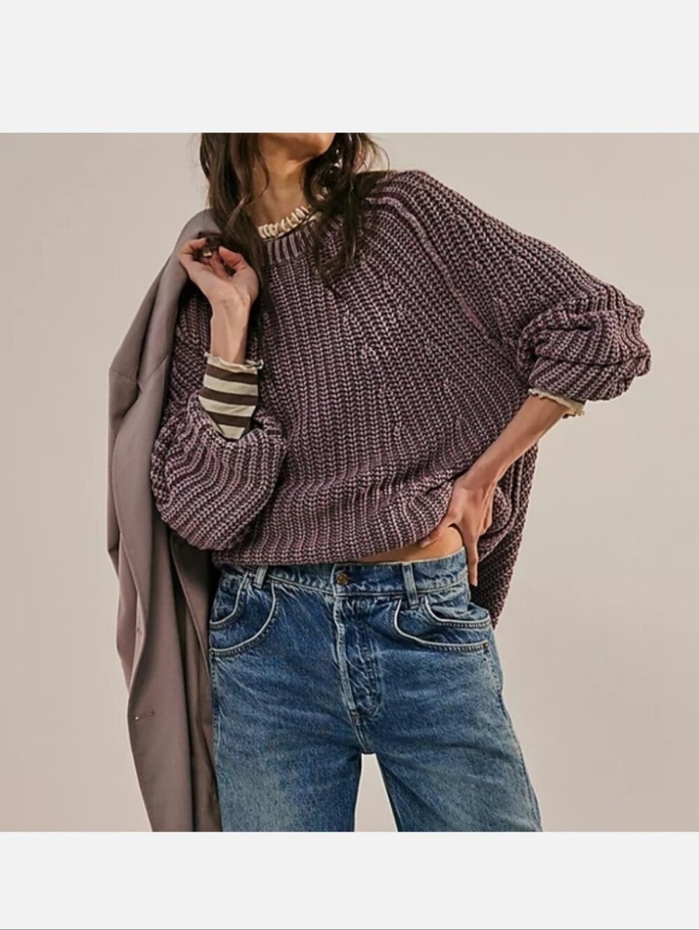 Free People Take Me Home Sweater Oversized Xs
